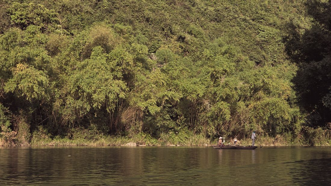 A rowing boat on the river at Ninh Bình